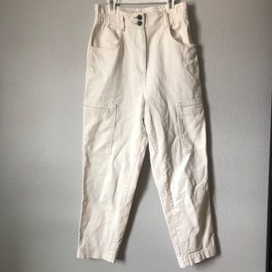 white vintage cargo pants with pockets